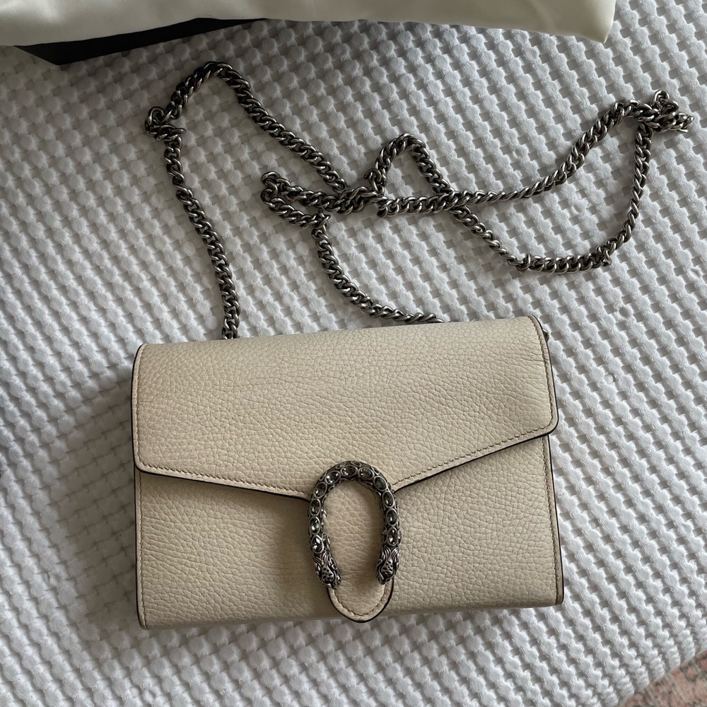 Gucci Dionysus Wallet On Chain Cream Leather